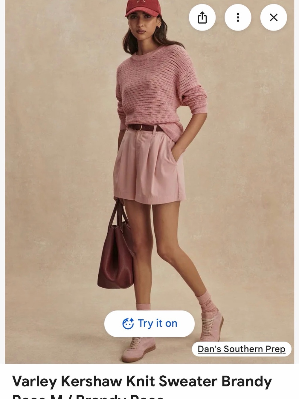 Varley Rose Pink Open-Knit Crew Sweater - Sz S